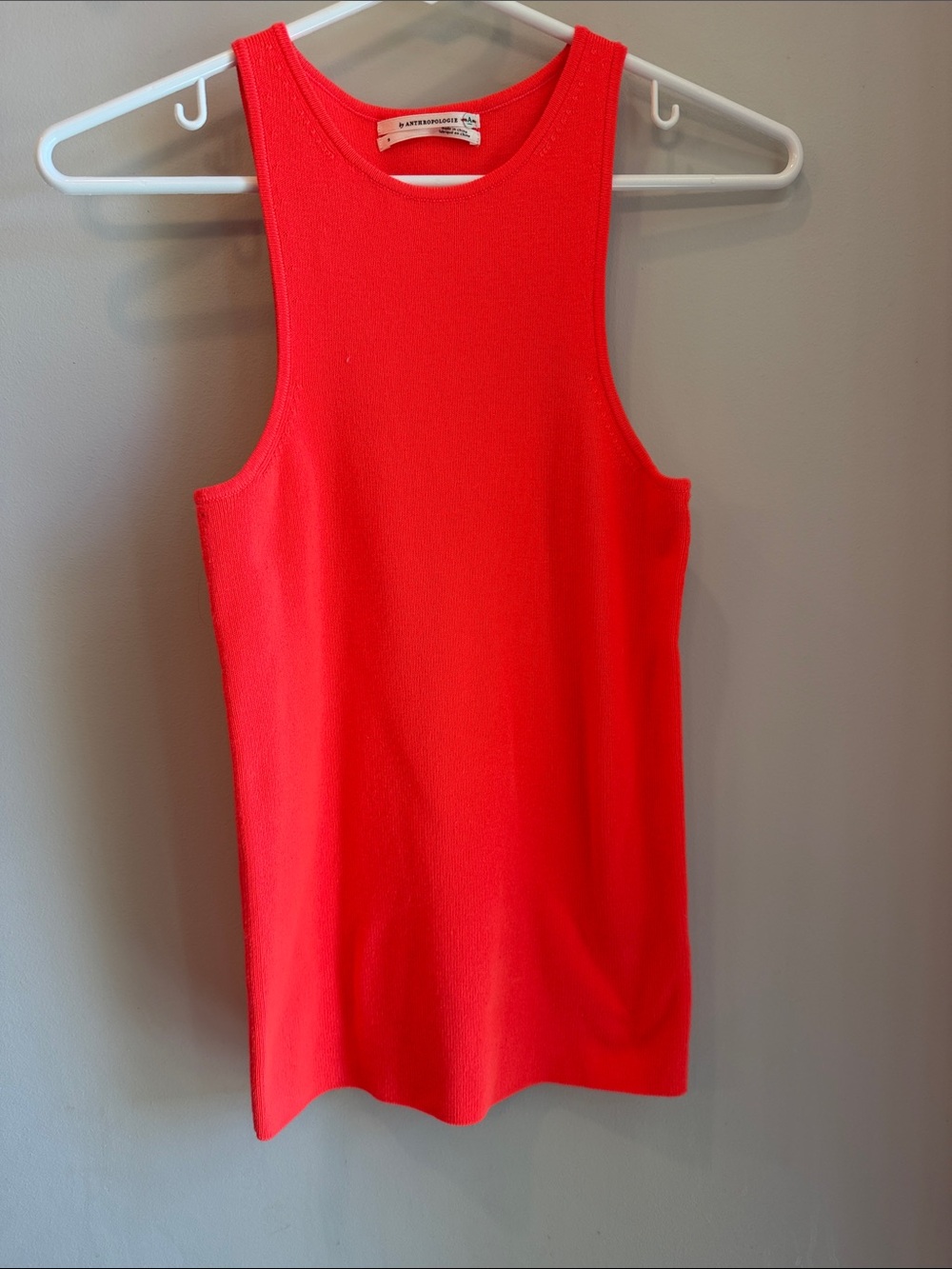 Anthropologie Neon Coral Knit Tank
